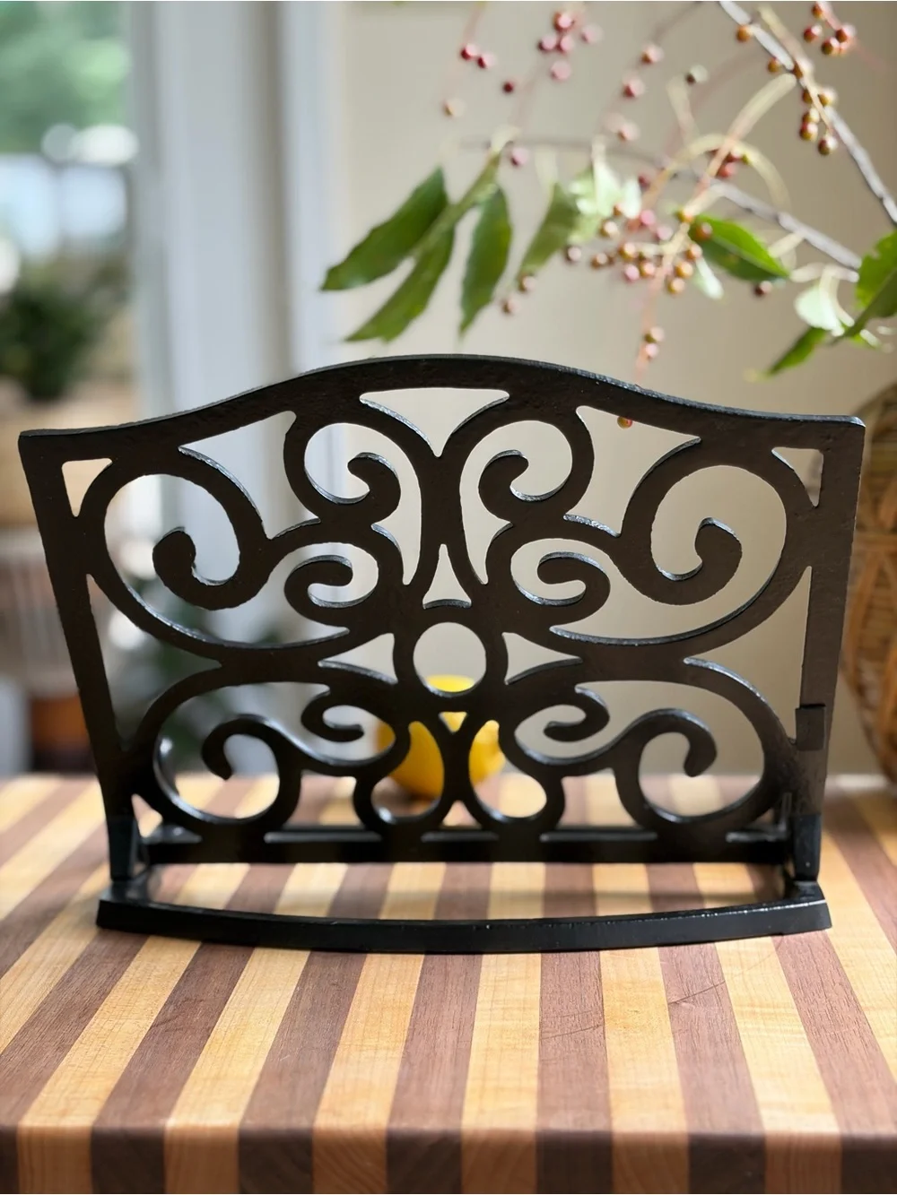 Black Scrollwork Cast Iron Cookbook Or Tablet Stand